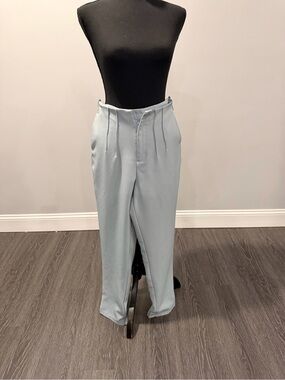SHEIN Women's Light Blue Straight Leg Pleated Pants